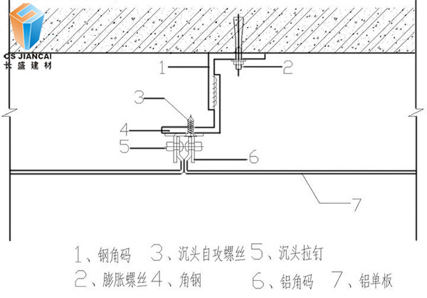 氟碳鋁單板安裝結(jié)構(gòu)圖1